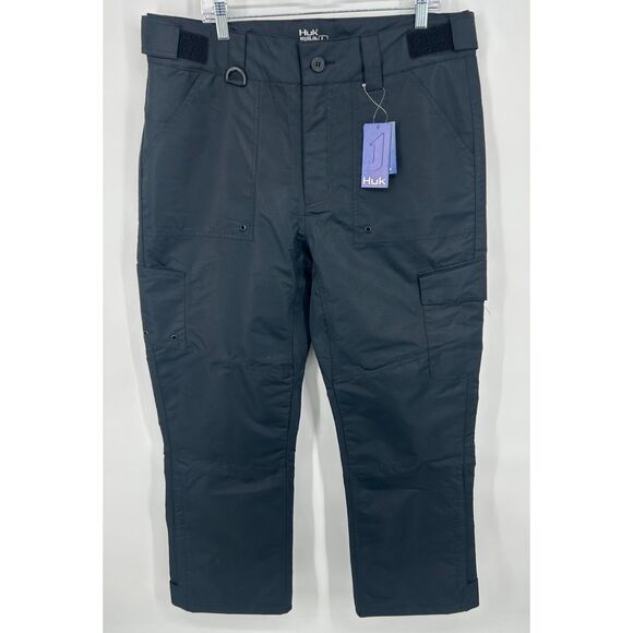 NWT Huk Grand Banks Black Men's Pants Large Waterproof Fishing - Picture 1 of 7